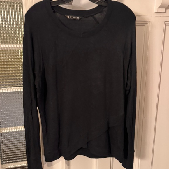 Athleta Criss Cross Long Sleeve Black Pullover Sweatshirt Top S - Picture 2 of 9
